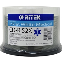 Ritek Medical Pro 50pk Cd-r 52x 700mb/80min (directive 93/44/eec And Dicom Compliance) Mcrit-medspin50 - Tgt01