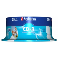 Verbatim (43439) Cd-r Wide Inkjet Printable Id Branded 25pk Spindle Azo 700mb 52x 43439 - Tgt01