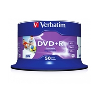 Verbatim (43512) Dvd+r 16x 4.7gb 50 Pack Spindle Wide Inkjet Printable Noid 43512 - Tgt01
