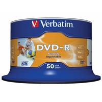 Verbatim (43533)dvd-r 16x 4.7gb 50 Pack Spindle Wide Inkjet Printable Noid 43533 - Tgt01