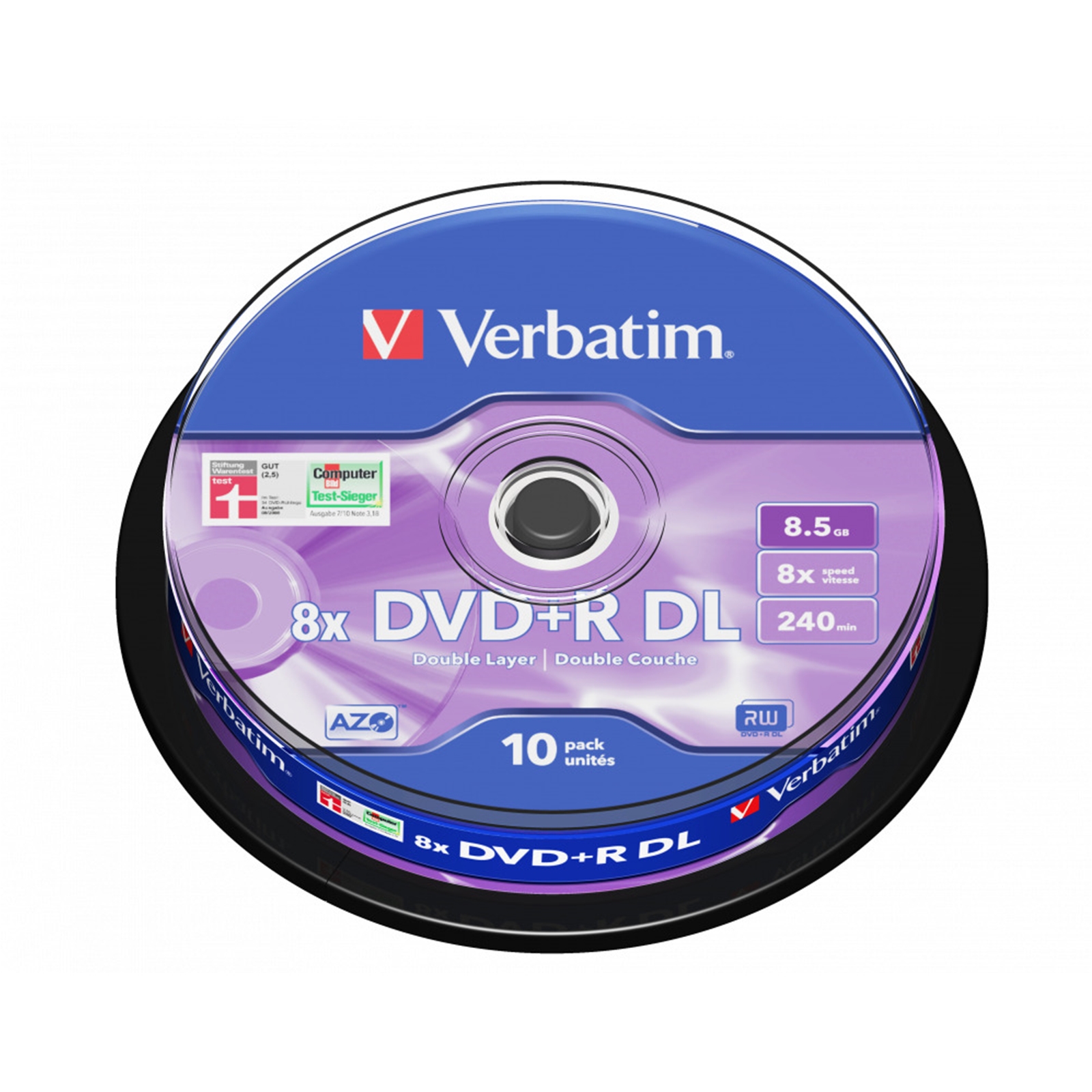 Verbatim (43666) DVD+R Double Layer 8.5GB 8X Matt Silver 10 Pack Spindle