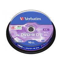 Verbatim (43666) Dvd+r Double Layer 8.5gb 8x Matt Silver 10 Pack Spindle 43666 - Tgt01
