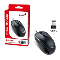 Genius DX-110 Wired USB-Type C Plug and Play Mouse, 1000 DPI Optical Tracking, 3 Button with Scroll Wheel, Ambidextrous Design with 1.5m Cable, Black — Mice for UK schools