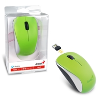Genius NX-7000 Wireless Mouse, 2.4 GHz with USB Pico Receiver, Adjustable DPI levels up to 1200 DPI, 3 Button with Scroll Wheel, Ambidextrous Design, Green
