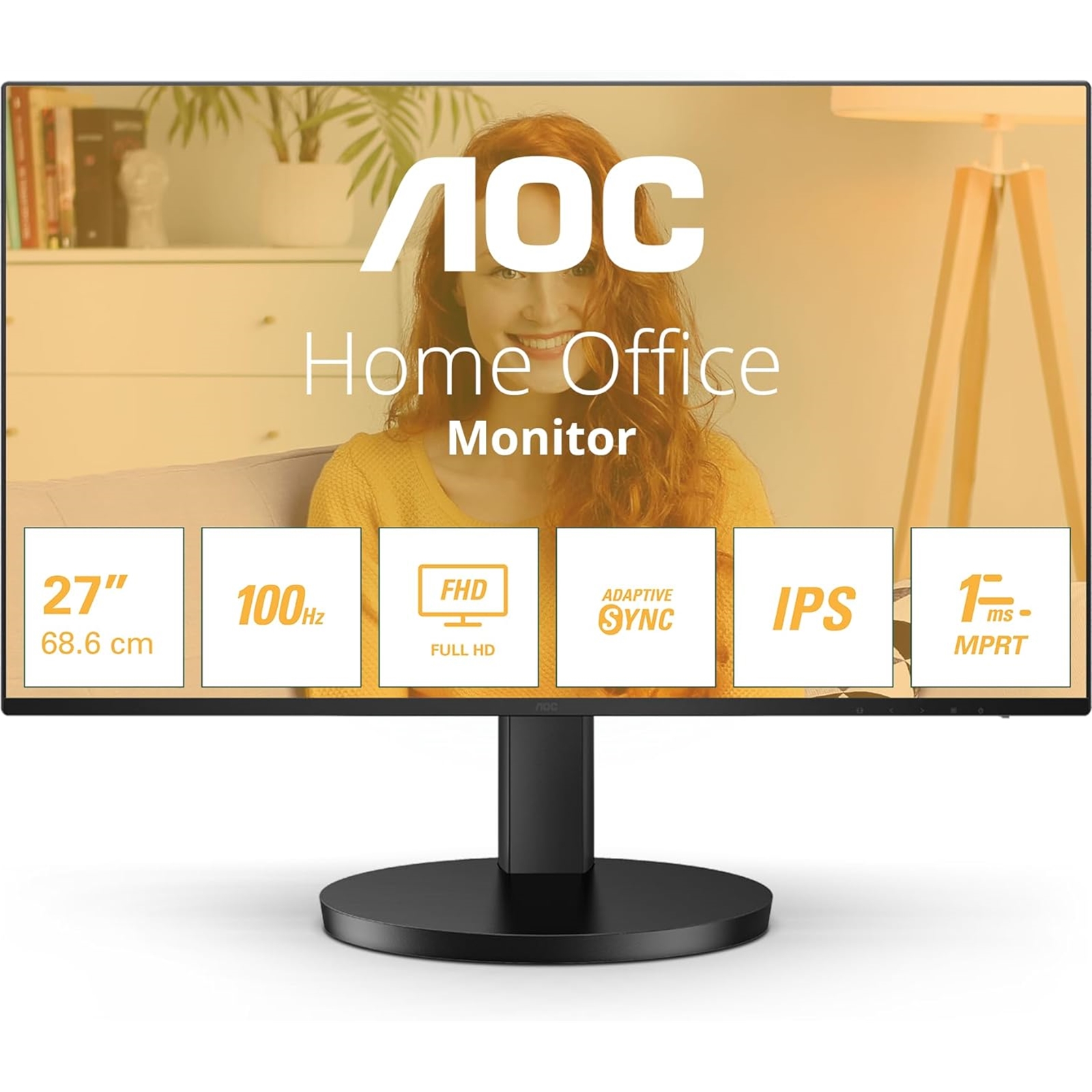 (image for) AOC 27B3HA2 27 Inch IPS Monitor, Widescreen, Full HD, VGA, HDMI, 1ms, 100Hz, Internal PSU, Speakers, VESA, Black