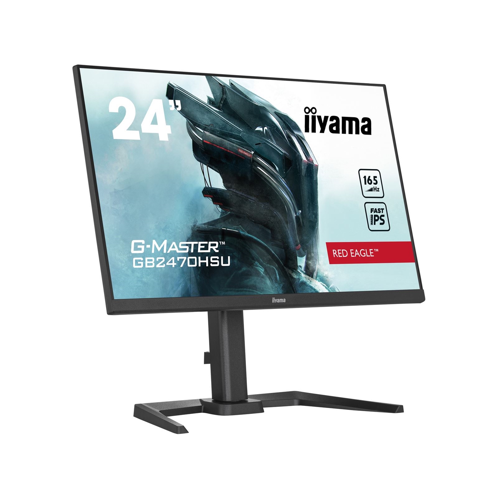 (image for) iiyama G-Master Red Eagle 23.8 Inch Gaming Monitor GB2470HSU-B5, Height Adjustable, Full HD, 165Hz, 0.8ms, FreeSync, HDMI, Display Port, USB Hub