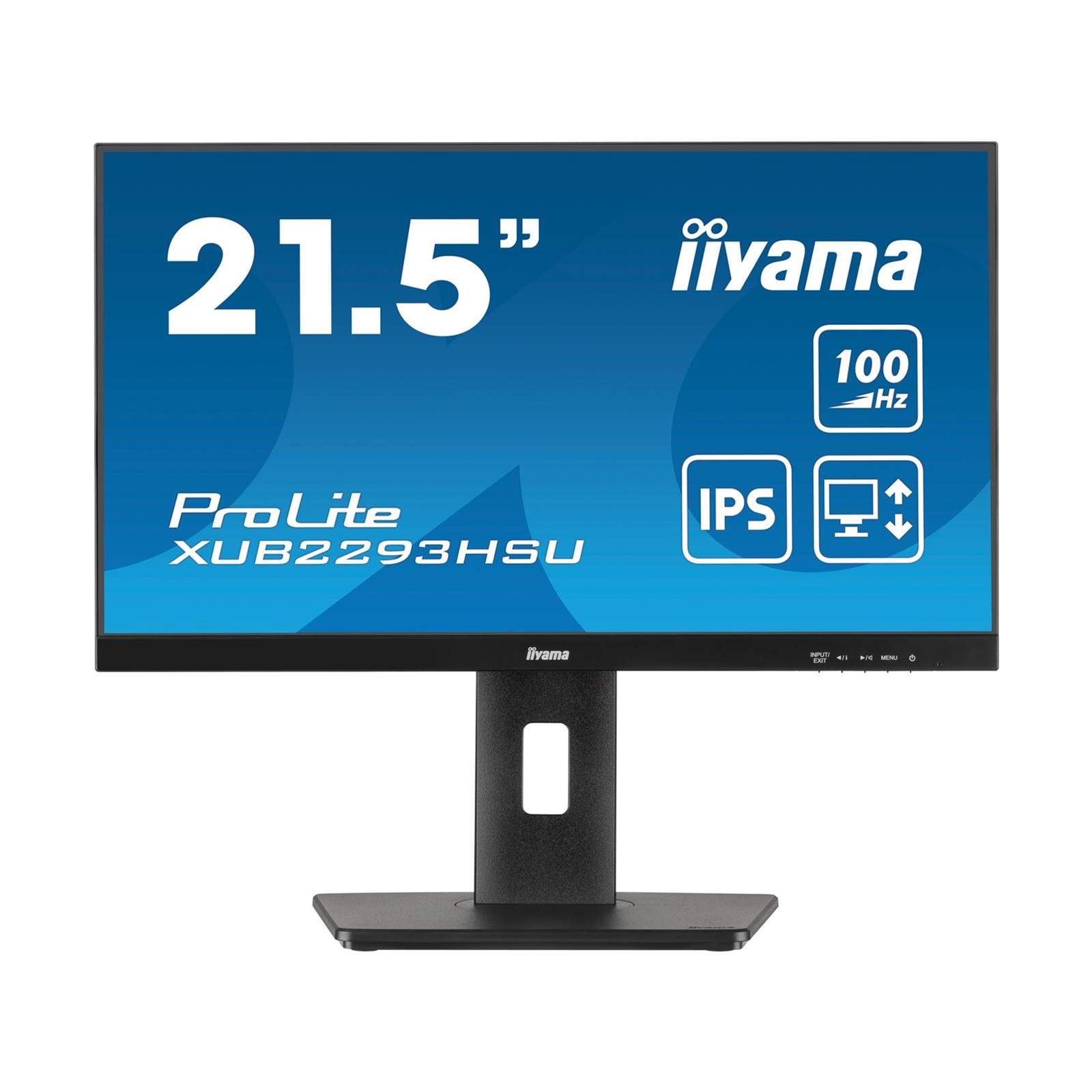 (image for) iiyama PROLITE XUB2293HSU-B7 22 inch IPS Monitor, Full HD, 1ms, USB Hub, HDMI, DisplayPort, Freesync, 100Hz, Speakers, Black, Internal PSU, VESA, Height Adjustable, Pivot