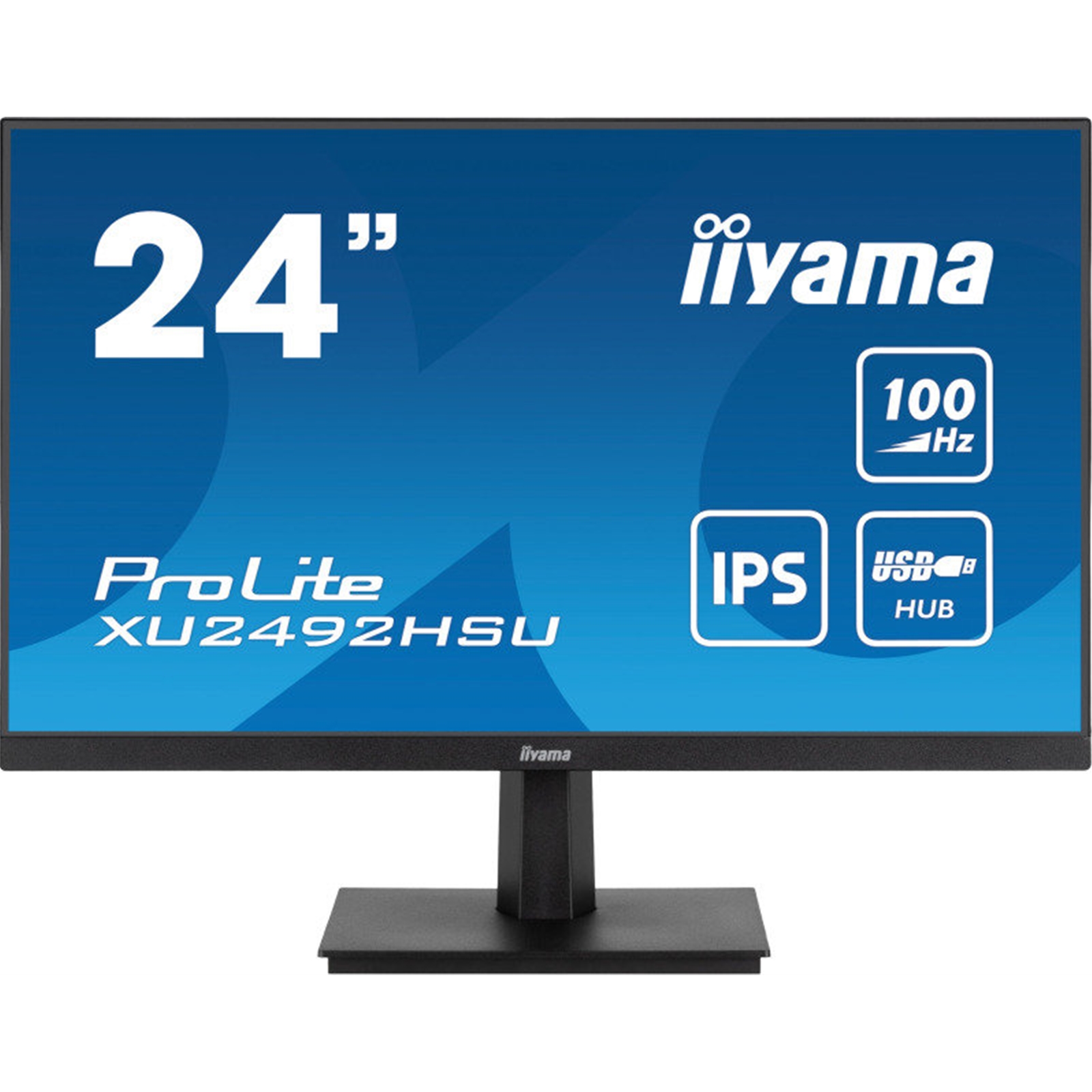 (image for) iiyama Prolite XU2492HSU-B6 24 inch IPS Monitor, Full HD, 0.4ms, USB Hub, HDMI, DisplayPort, 100Hz, Speakers, Black, Internal PSU, VESA