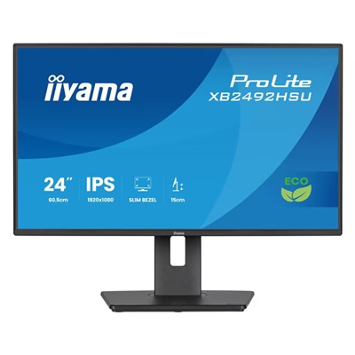 iiyama ProLite monitor XB2492HSU-B1 24-Inch, Full HD, IPS, Height Adjustable, 120Hz, Black, 4-side slim bezel and B energy class, HDMI, Display Port, USB Hub