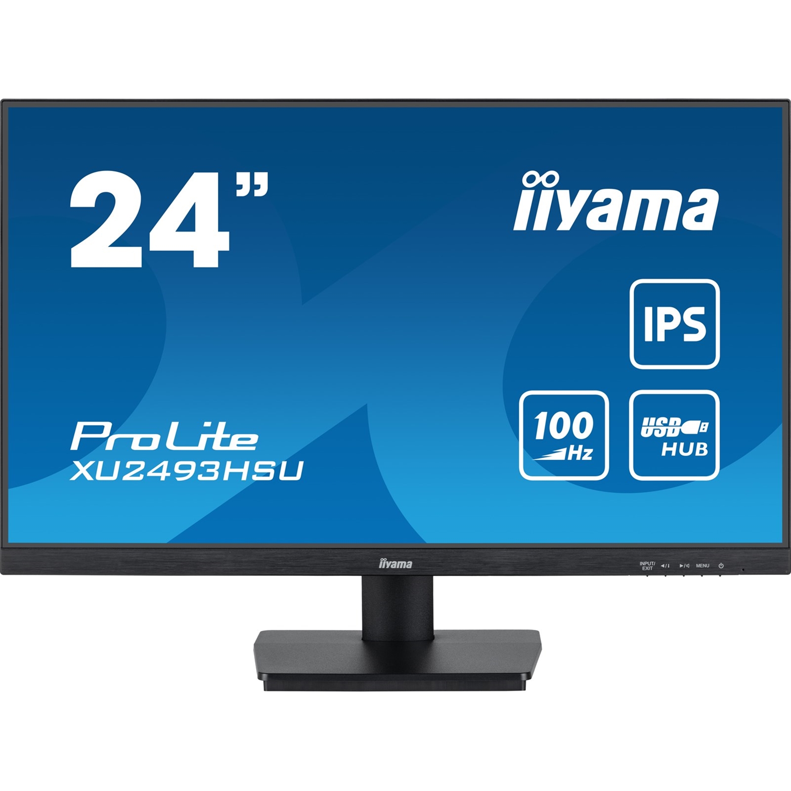 (image for) iiyama ProLite XU2493HSU-B7 IPS Monitor - 24 Inch, 1920x1080 Full HD (1080p) @ 100 Hz, 250 cd/m, 1ms, USB-Hub, HDMI, DisplayPort, speakers, VESA, Matte Black
