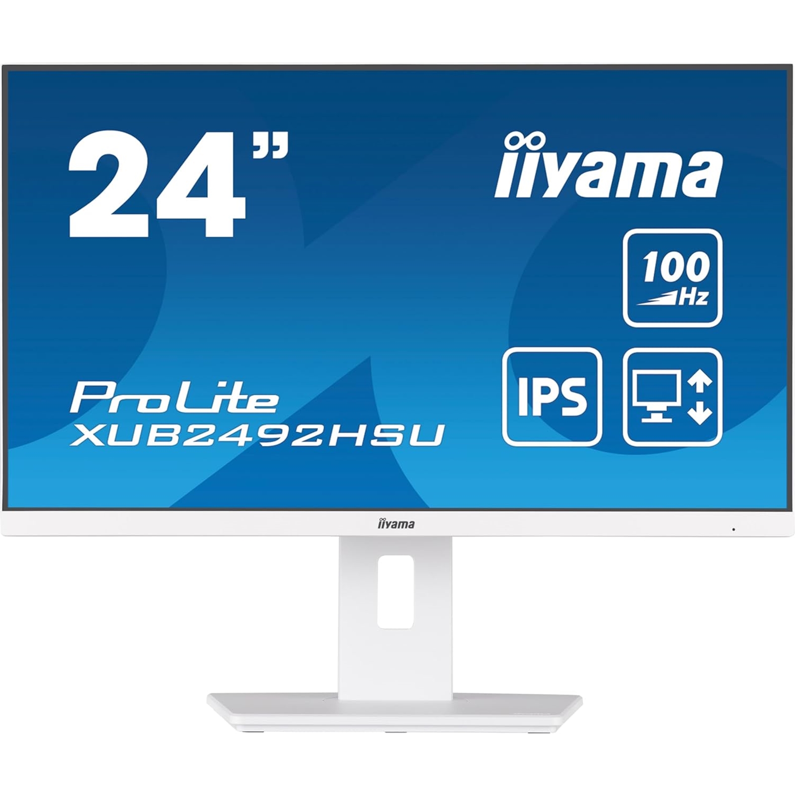 (image for) iiyama 24 Inch IPS Monitor XUB2492HSU-W6, Height Adjustable, Full HD, 100Hz, 0.4ms, FreeSync, HDMI, Display Port, USB Hub, White