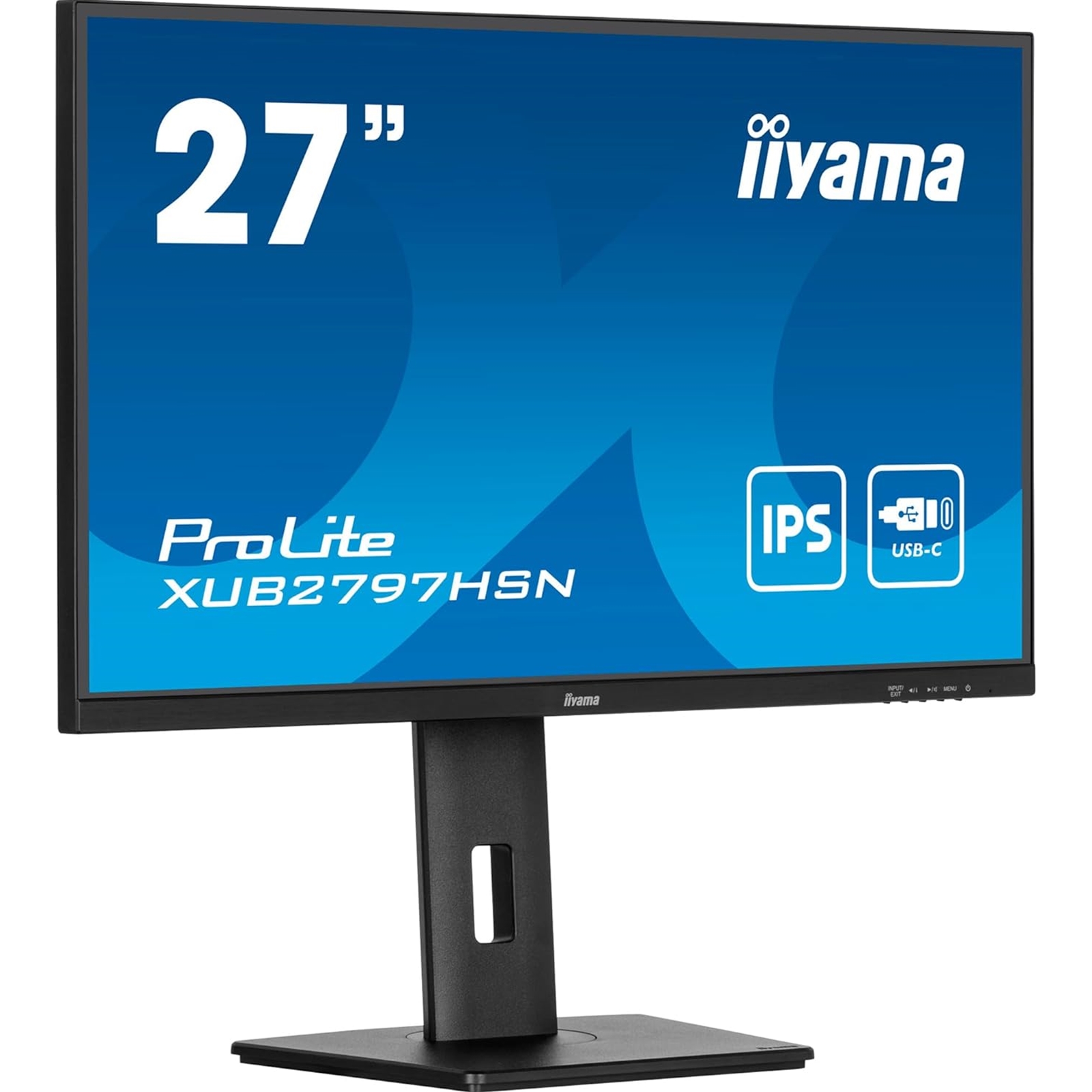 (image for) iiyama ProLite XUB2797HSN-B2 27 Inch Full HD IPS Monitor, Matte Black, USB-C Dock, RJ45, 100 Hz, 1x HDMI, 1x DisplayPort, 4x USB Hub, Speakers, Height Adjust, Pivot, VESA