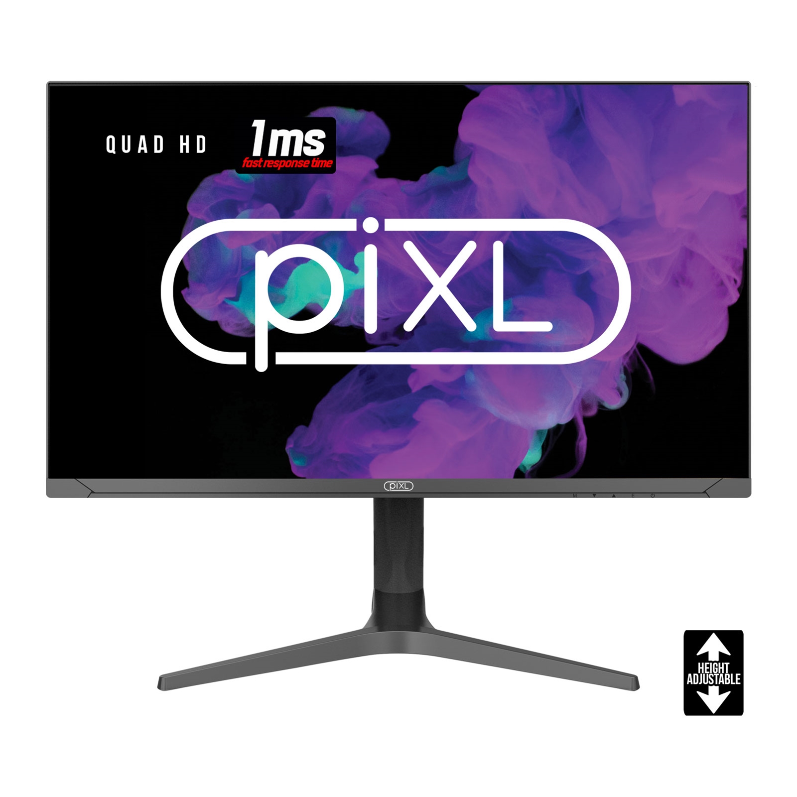 (image for) piXL CM27G7 27 Inch Frameless QHD IPS Monitor, 100Hz, 1ms, Freesync, G-Sync, HDMI, Display Port, USB, Black with RGB Lighting, VESA Mount, Height Adjustable, 3Year Warranty
