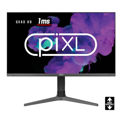 piXL CM27G7 27 Inch Frameless QHD IPS Monitor, 100Hz, 1ms, Freesync, G-Sync, HDMI, Display Port, USB, Black with RGB Lighting, VESA Mount, Height Adjustable, 3Year Warranty