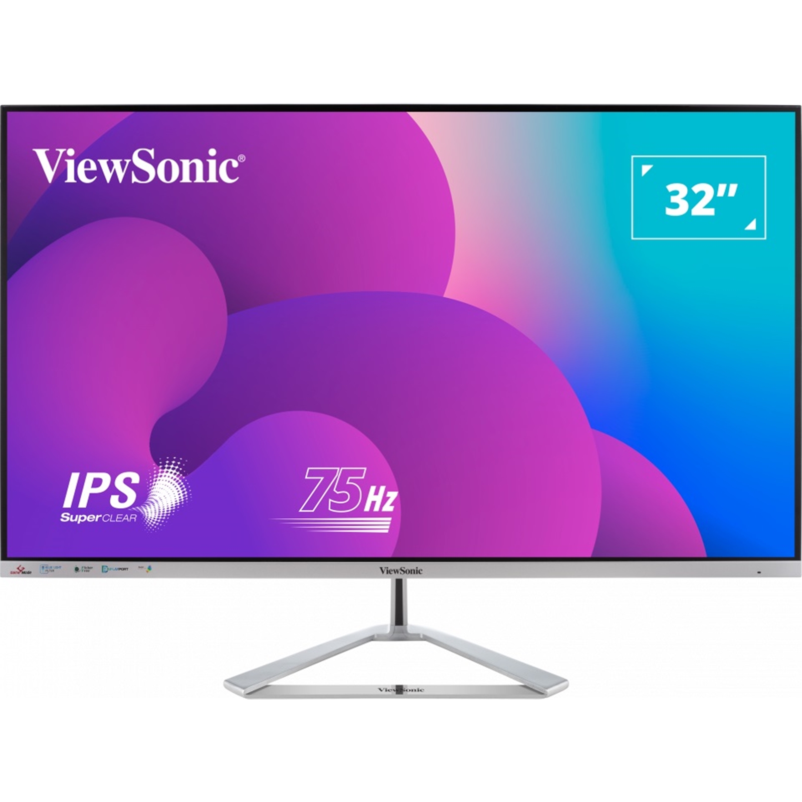 (image for) Viewsonic VX3276-MHD-3 32-Inch Full HD, Frameless IPS Monitor, 1080p, 1920 x 1080 Resolution, 75Hz, HDMI, VGA, DisplayPort, Speakers