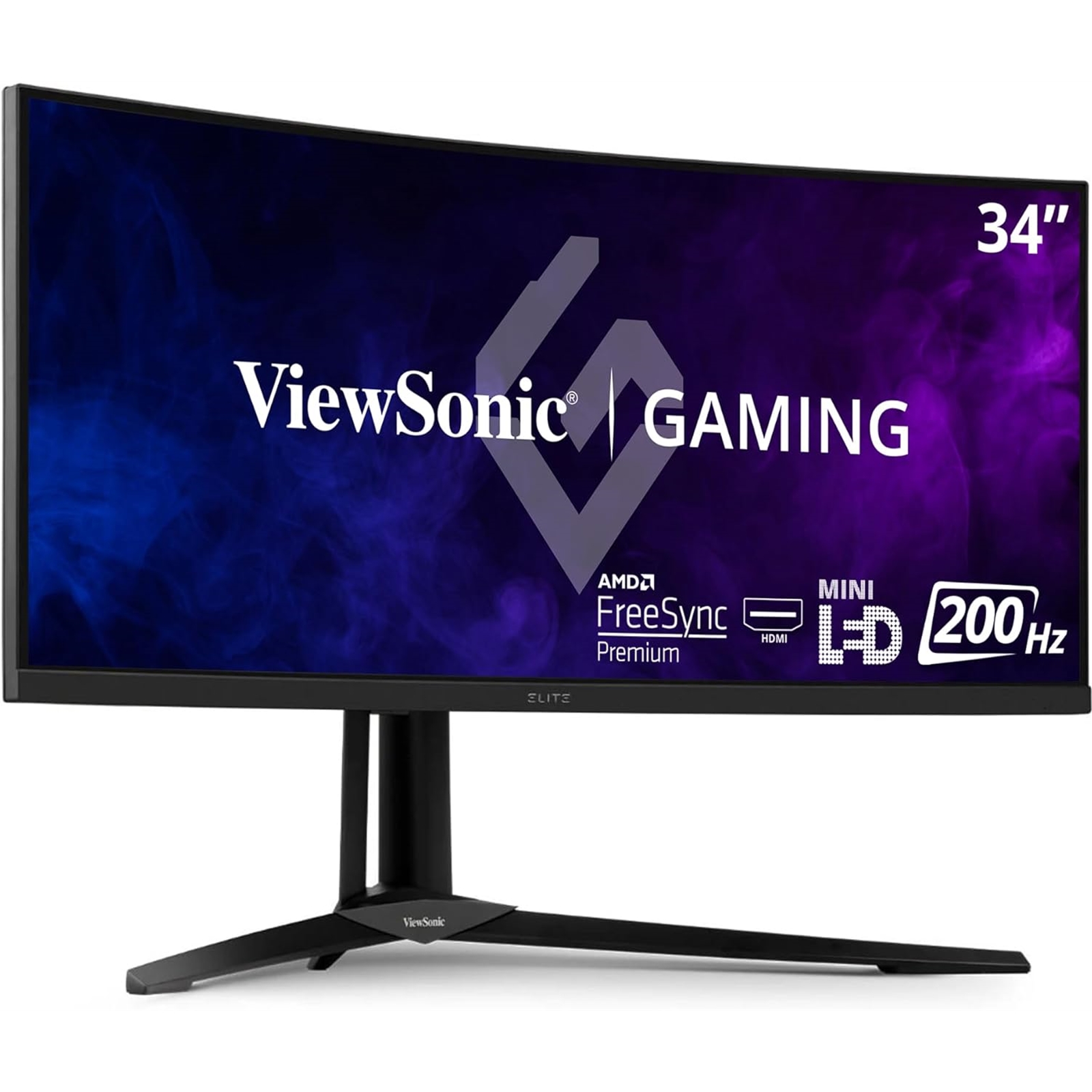 (image for) ViewSonic XG341C-2K 34-inch Ultrawide Curved Gaming Monitor, UWQHD, Mini LED, 200Hz, 1ms, USB-C, Freesync, Dual Integrated Speakers, 2x HDMI, DisplayPort, Height Adjust