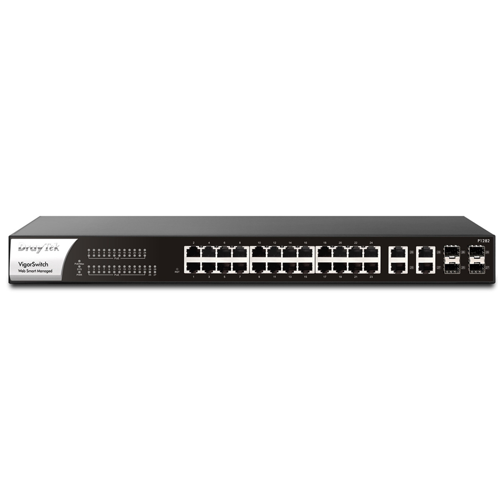 (image for) DrayTek VSP1282-K VigorSwitch P1282 24 Port Gigabit POE Smart Managed Switch with 4x 10GbE SFP Ports