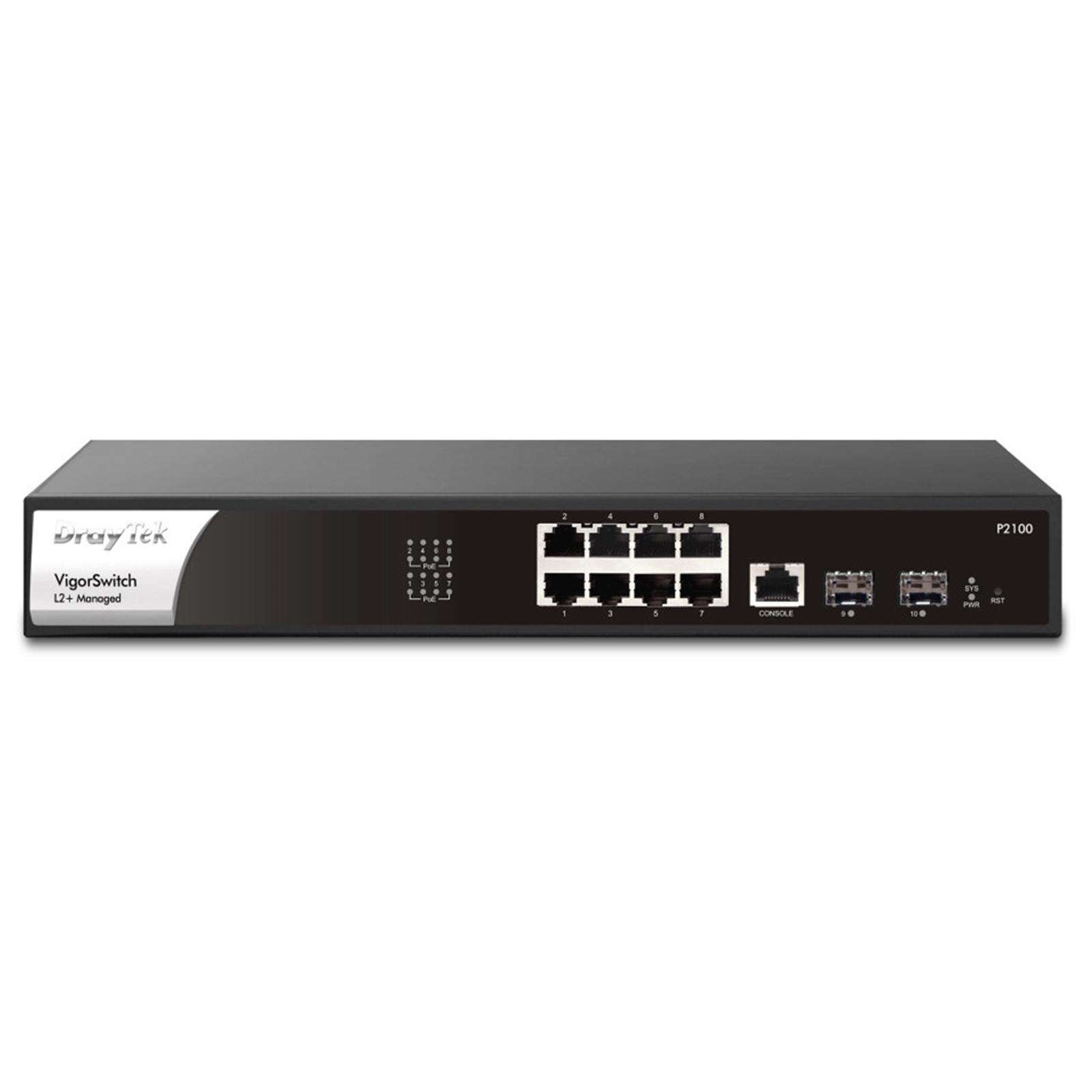 (image for) DrayTek VSP2100-K VigorSwitch P2100 8 Port Gigabit POE Layer 2+ Managed Switch with 2 SFP Uplink Ports