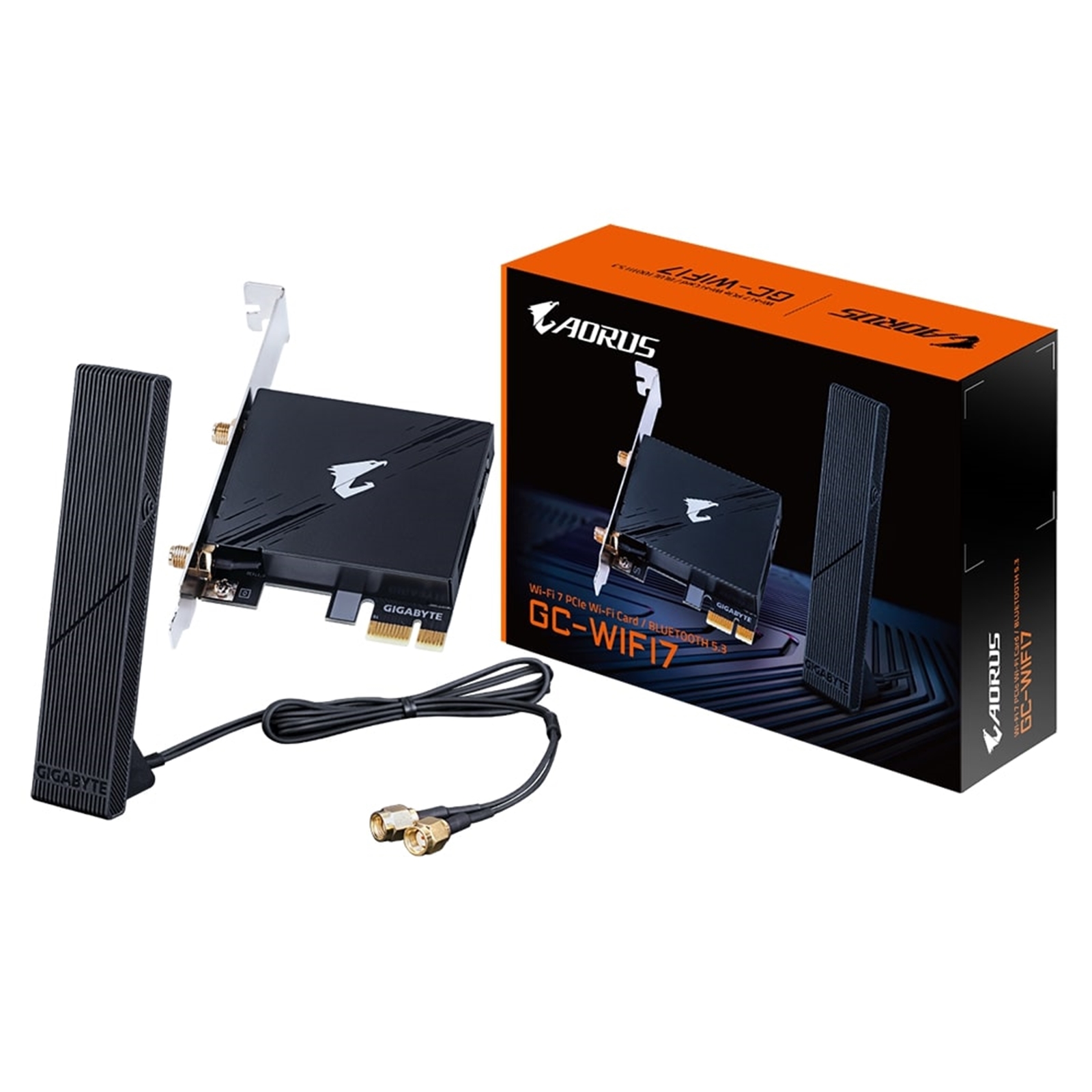 (image for) Gigabyte GC-WIFI7 Intel WiFi 7 5800Mbps Tri-Band Wireless PCI-Express and Bluetooth 5.3 Card with Magnetic Ultra High-Gain Antenna