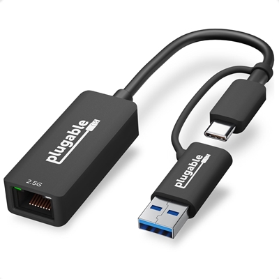 Plugable USBC-E2500 Usb-A/Usb-C To 2.5Gbe Gigabit Ethernet Adapter