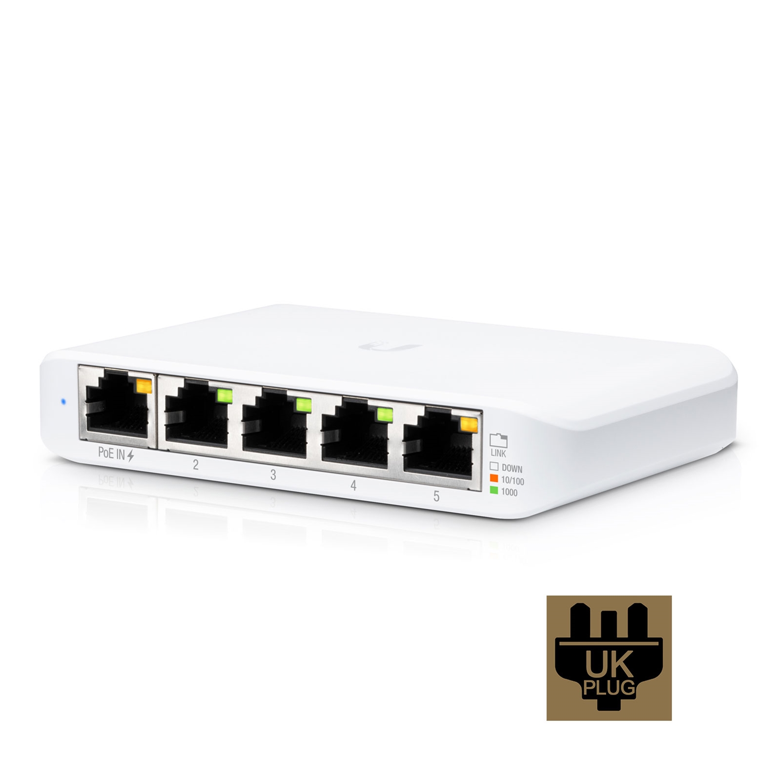 (image for) Ubiquiti USW-FLEX-MINI UniFi USW Flex Mini 5 Port Smart Managed POE/USB C Powered Gigabit Network Switch (UK Plug)