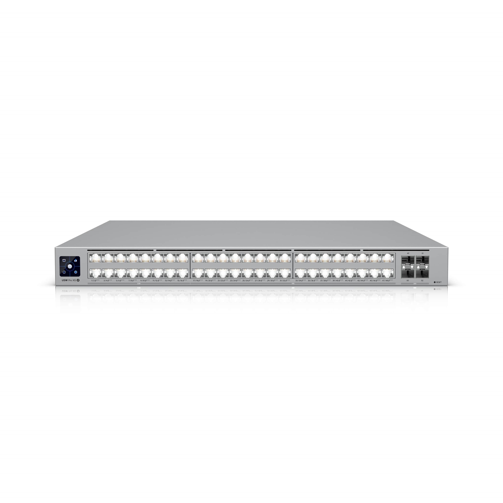 Ubiquiti (USW-Pro-XG-48) Professional-grade, 48-port Layer 3 Etherlighting switch with (32) 10 GbE, (16) 2.5 GbE, and (4) 25G SFP28 ports.