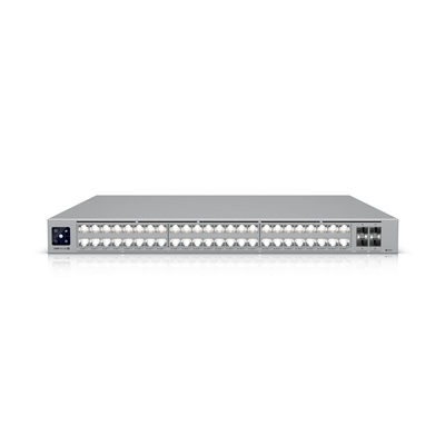 Ubiquiti (USW-Pro-XG-48) Professional-grade, 48-port Layer 3 Etherlighting switch with (32) 10 GbE, (16) 2.5 GbE, and (4) 25G SFP28 ports.