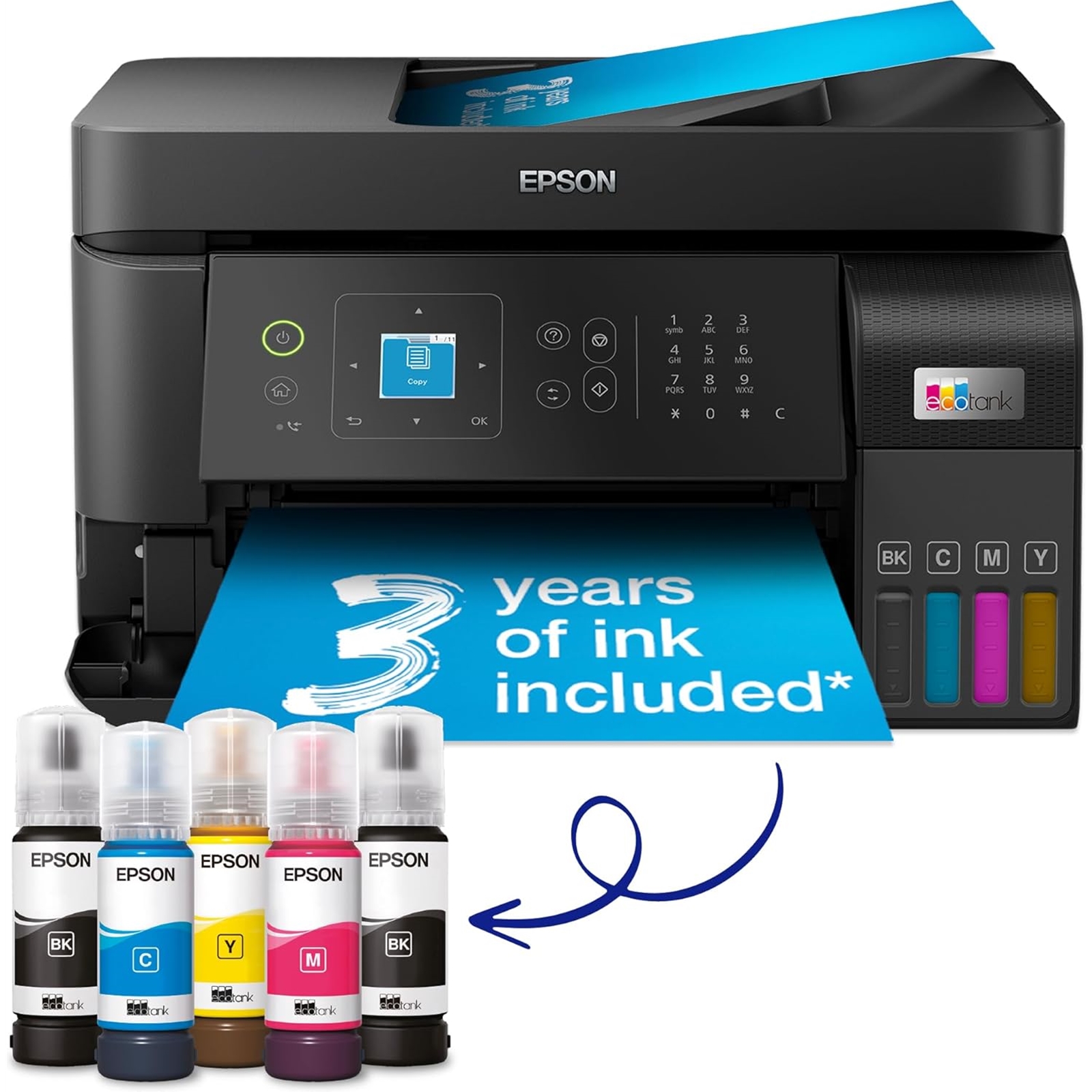 (image for) Epson EcoTank ET-4810 A4 Multifunction Wi-Fi Ink Tank Printer, With Up To 3 Years Of Ink Included