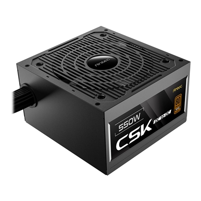 Antec CSK550DC 550W Power Supply, 80 Plus Bronze Certified, ATX 12V 2.52, Non-Modular, DC-to-DC, Flat Black Cables, 120mm Quiet Fan, UK Plug