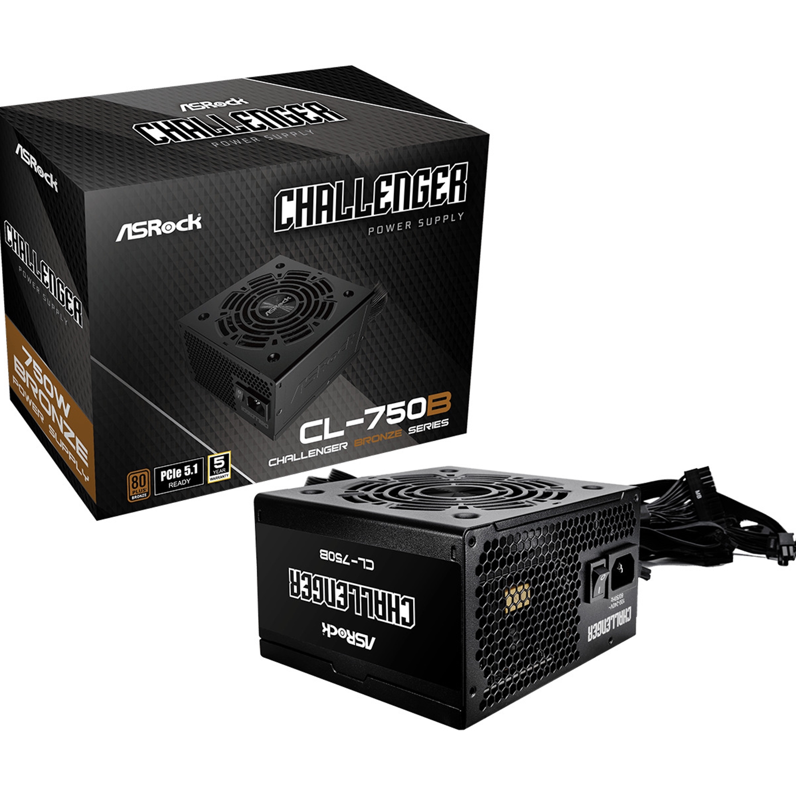 ASRock PRO-650B ATX Power Supply Unit, 80 PLUS BRONZE Certified, Low noise 120mm FAN, High Efficiency PSU