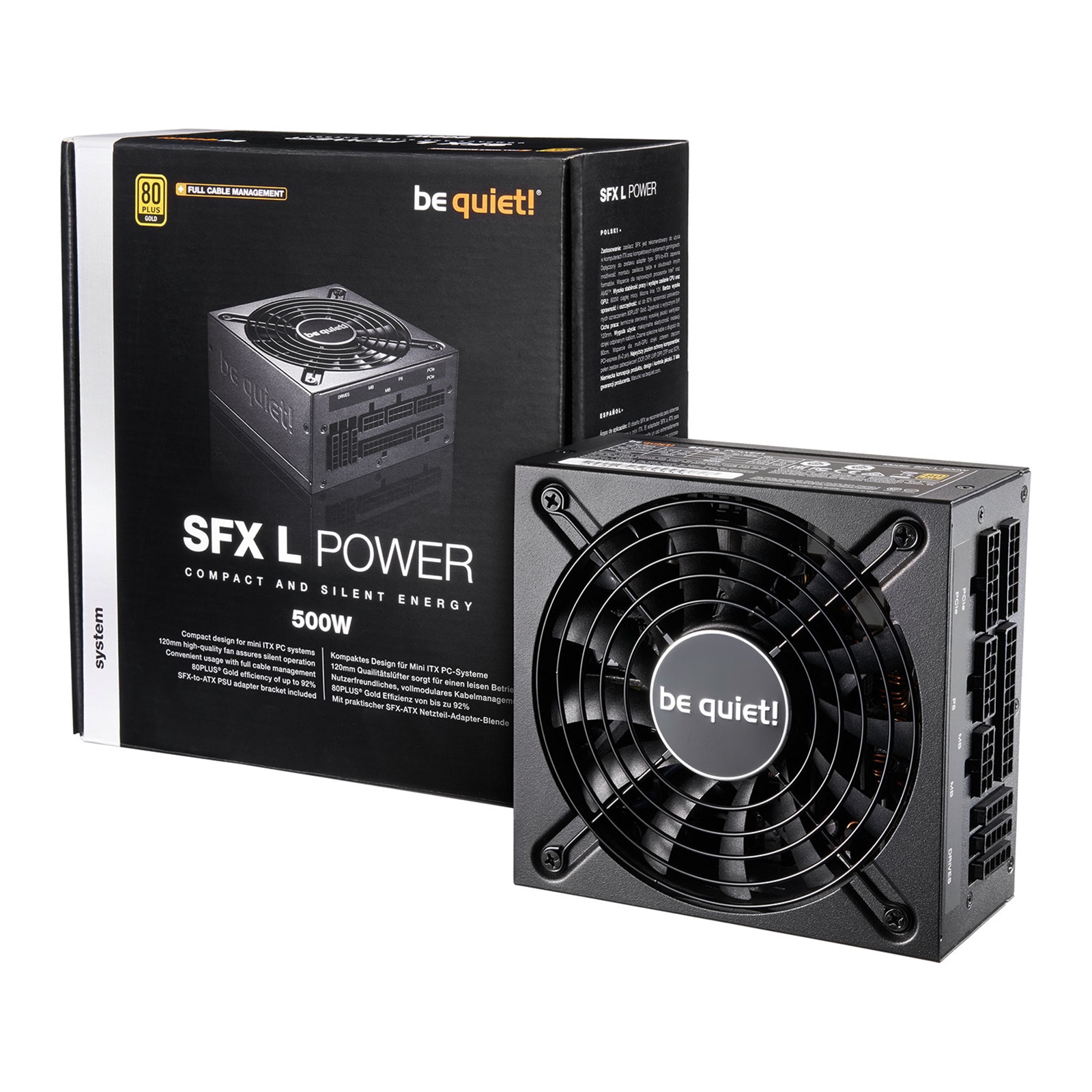 (image for) Be Quiet! 500W be quiet! SFX-L, Full Modular, 80PLUS Gold, Single Rail, 41.7A, 120mm Fan, SFX PSU w/ ATX Bracke