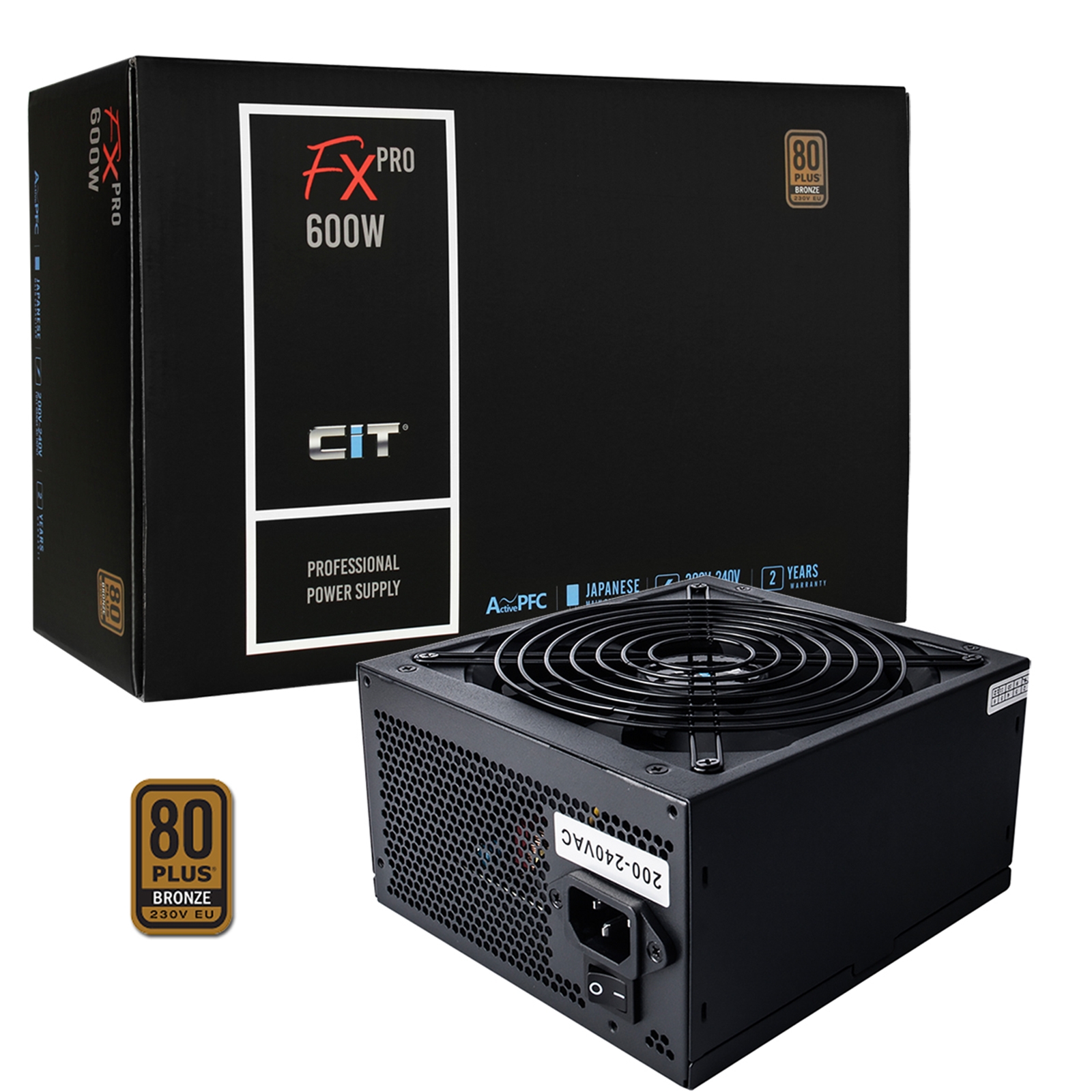 CiT 600W ATX Power Supply, 80+ Efficiency, 120mm Silent Fan, Active PFC, PCIe, SATA & Molex Connectors, Black PSU for Gaming & Desktop PC