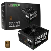 Gamemax Rpg Rampage 800w Psu, 140mm Ultra Silent Fan, 80 Plus Bronze, Non Modular, Flat Black Cables, Japanese Tk Main Capacitor Fitted Gmxrpg800 - Tgt01