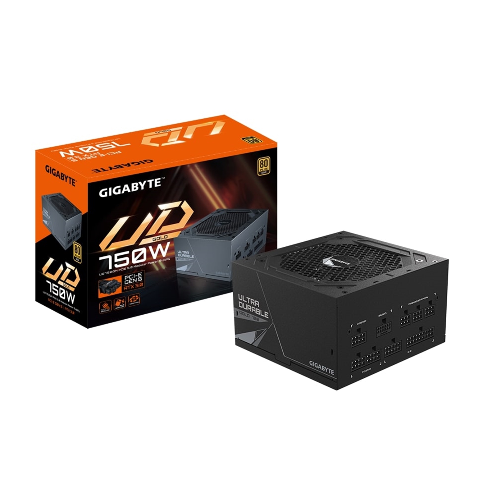 (image for) Gigabyte UD750GM PG5,750W, Fully Modular, 80 Plus Gold Certified, PCIe Gen 5 & Intel ATX 3.0 Ready, Ultra Durable with Smart Hydraulic Fan, 5-Year Warranty