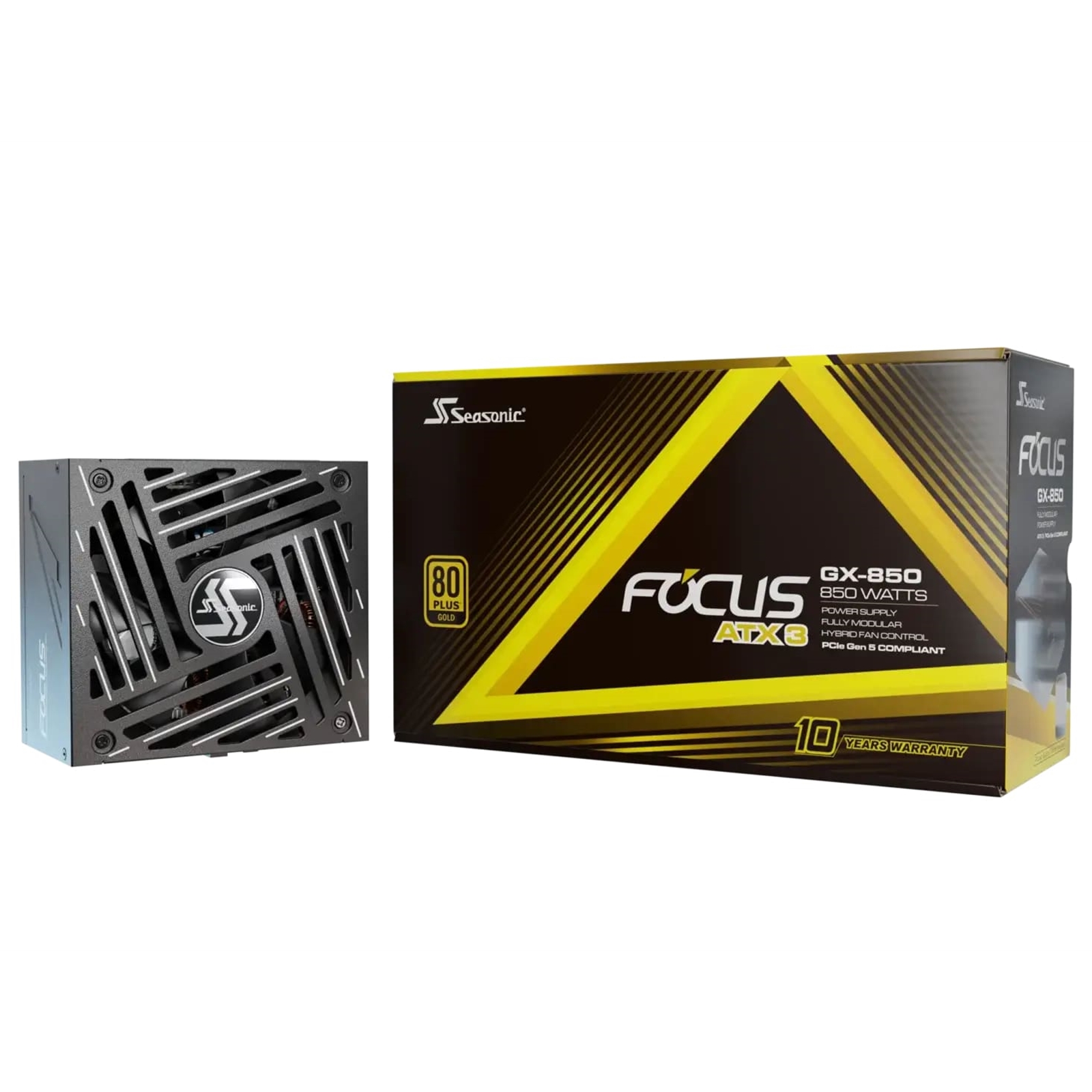 (image for) Seasonic FOCUS GX V4 850W 80 PLUS Gold ATX 3.1 Modular PSU with 135mm FDB Fan, OptiSink & 10 Year Warranty, Black