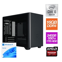 Super Small Cooler Master Gaming Case Intel i5 10400F, 6 Core 12 Threads CPU, 2.90GHz (4.30GHz Boost) 16GB RAM 3200MHz DDR4 RAM, 240GB SSD + 1TB HDD, AMD 5500XT 8GB Graphics w Win 11 Home- Pre-Built Gaming PC
