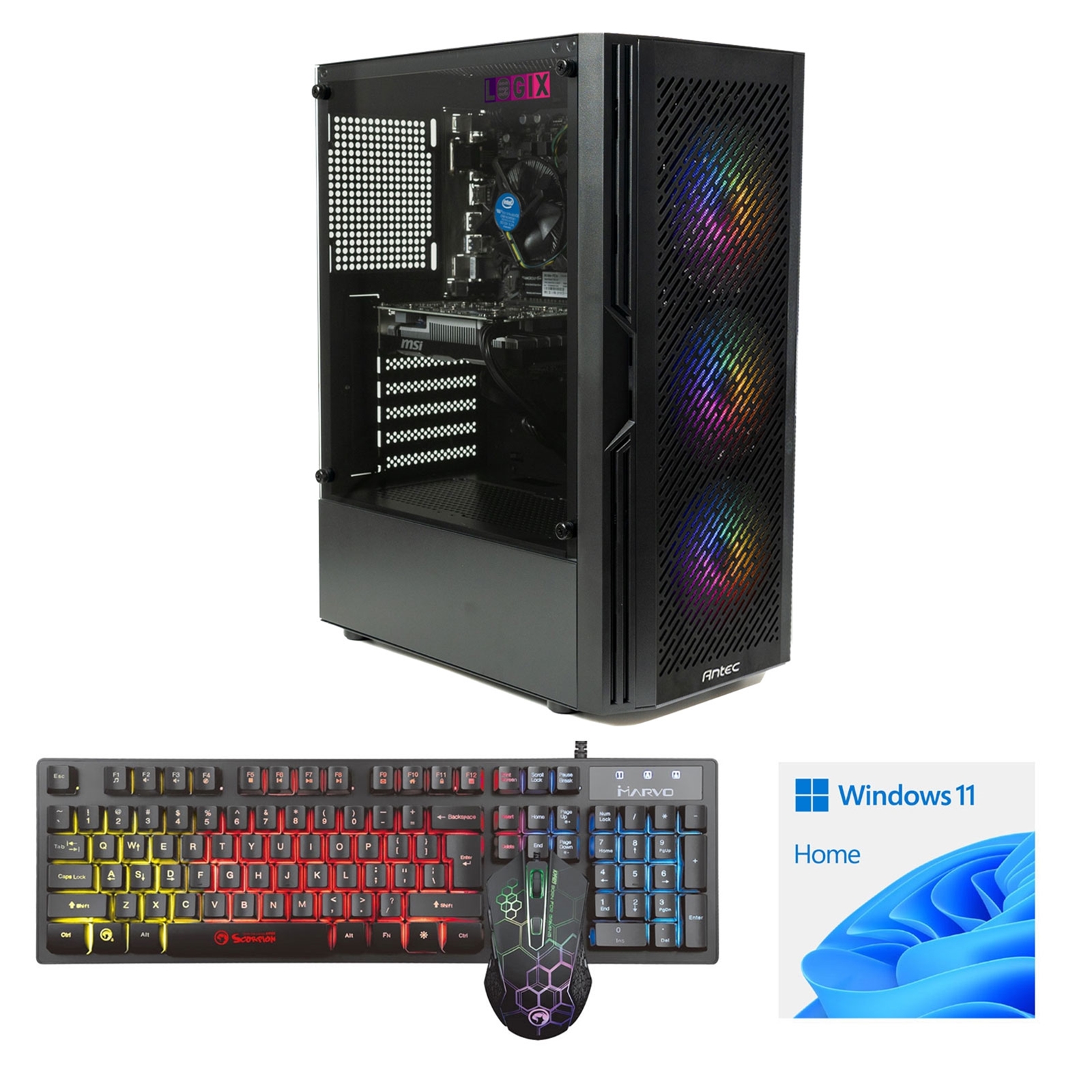 (image for) LOGIX Intel i5-10400F 6 Core 12 Threads, 2.90GHz (4.30GHz Boost), 16GB DDR4 RAM, 1TB NVMe M.2, 80 Cert PSU, GTX1650 4GB Graphics, Windows 11 home installed + FREE Keyboard & Mouse - Prebuilt System - Full 3-Year Parts & Collection Warranty