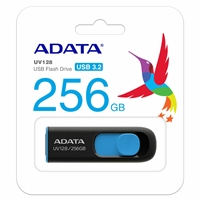 Adata Dashdrive Uv128 256gb Usb 3.0 Flash Drive, Black And Blue Auv128-256g-rbe - Tgt01