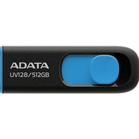Adata Uv128 512gb Usb 3.2 Gen 1 Flash Drive, Black And Blue Auv128-512g-rbe - Tgt01