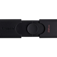 Kingston DTDE/32GB DataTraveler 32GB Duo USB Flash Drive, USB-A and USB Type C Connector, Dual Sliding Case Design, Black, Retail.