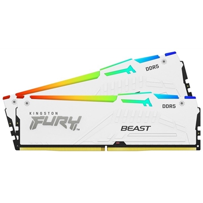 Kingston FURY Beast KF556C36BWEAK2-32 32GB (2x 16GB) DIMM System Memory, 5600MHz, DDR5, CL36, White, RGB, Intel XMP, AMD EXPO