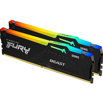 Kingston FURY Beast KF560C36BBEAK2-64 64GB (2x 32GB) DIMM System Memory, 6000MHz, DDR5, CL36, Black, RGB, Intel XMP, AMD EXPO