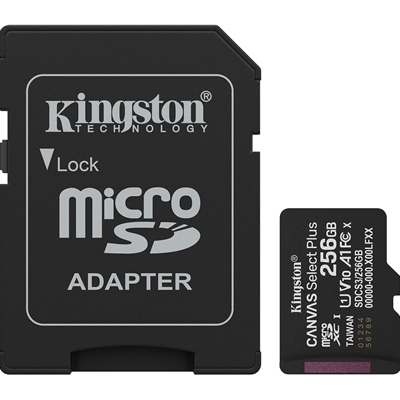 Kingston Canvas Select Plus 256GB Micro SD  Claad 10 UHS-I Flash Card, Lifetime Warranty