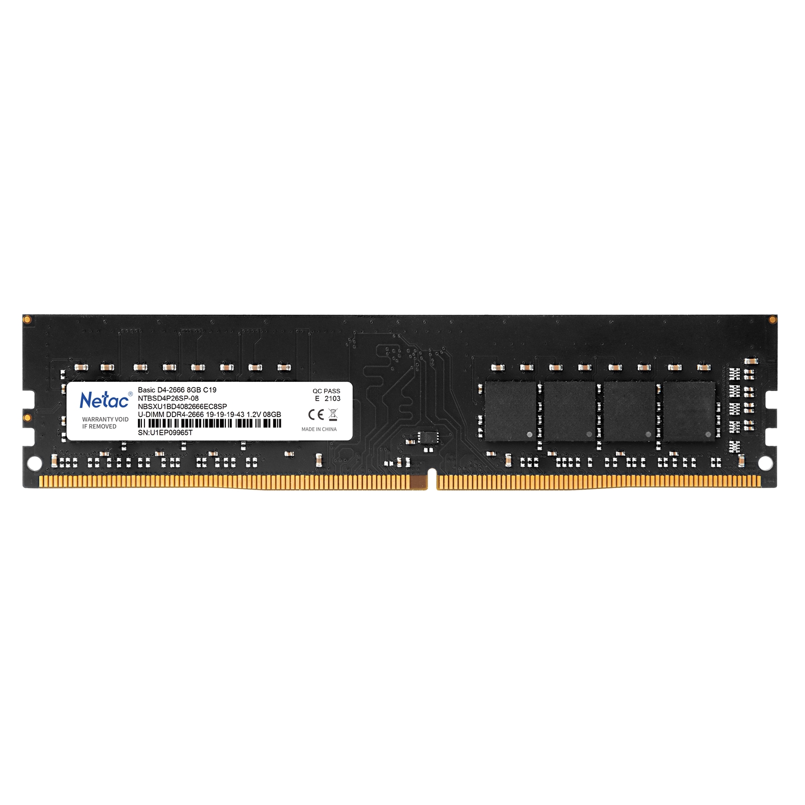(image for) Netac 8GB No Heatsink (1 x 8GB) DDR4 2666MHz DIMM System Memory