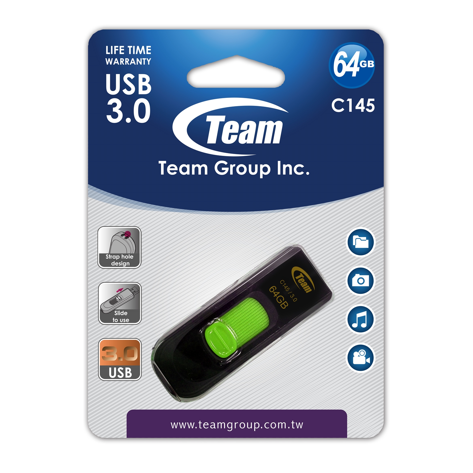 (image for) Team C145 64GB USB 3.0 Green USB Flash Drive