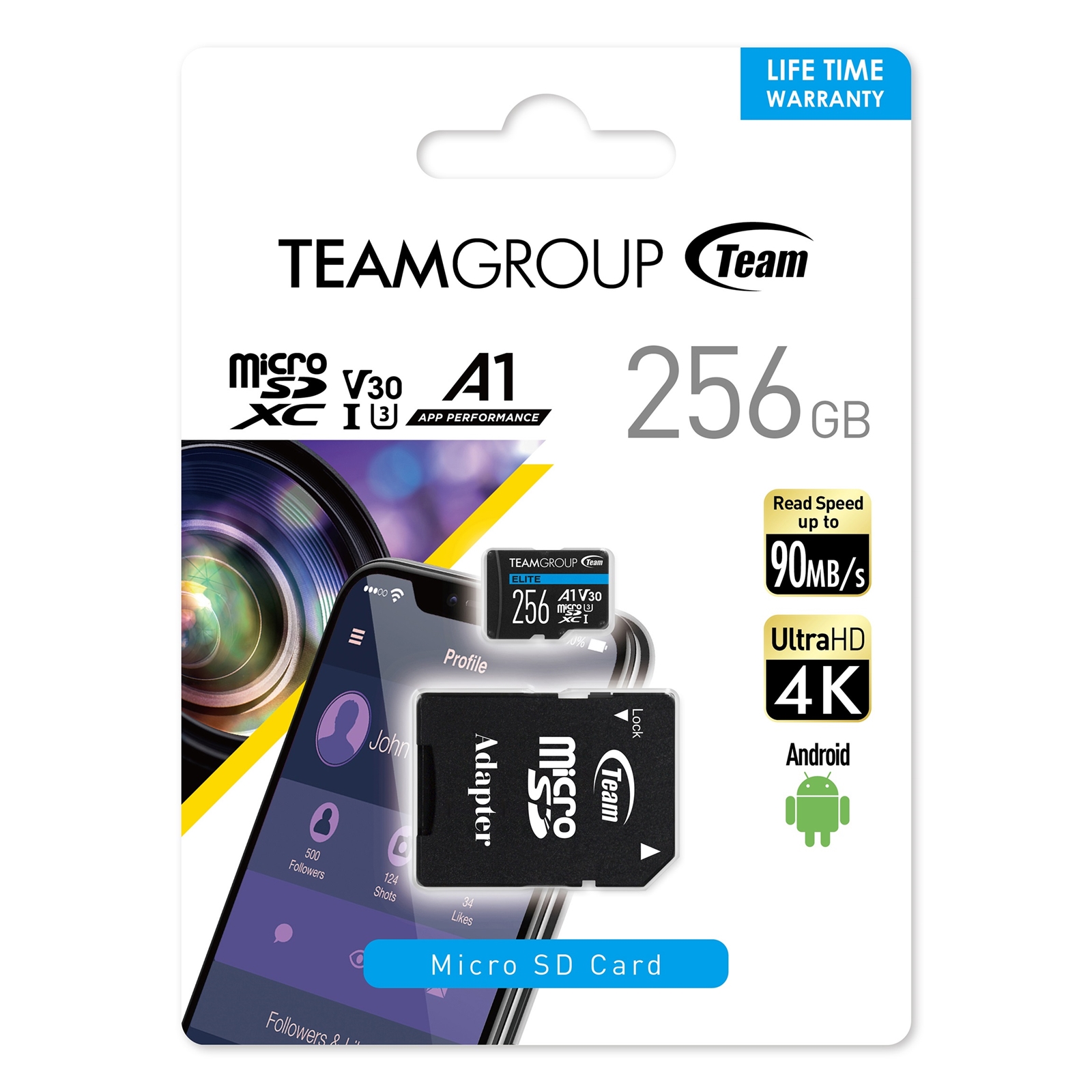 (image for) Team Elite A1 256GB Micro SDXC UHS-1 Flash Card with Adapter (for Android & 4K)