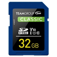 Team TSDHC32GIV1001 Classic Flash Memory Card, 32GB, SDHC, UHS U1, Retail Packed