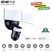 ENER-J Wifi Outdoor Security Kit with IP Camera and twin LED Floodlight, 2 way audio, Black