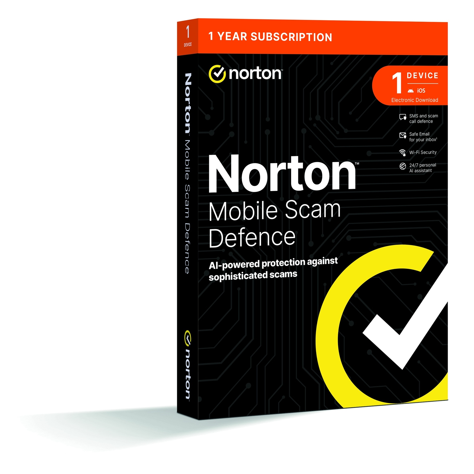(image for) Norton Mobile Scam Defence 1 Device 1-year Subscription,Includes AI-Powered Scam Protection Across Email, Texts, Calls and Web, iOS and Android Retail Boxed